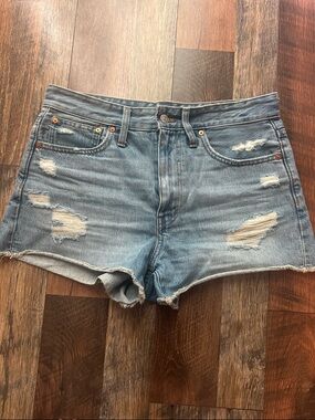 Madewell Light Blue Distressed Denim Cutoff Shorts
